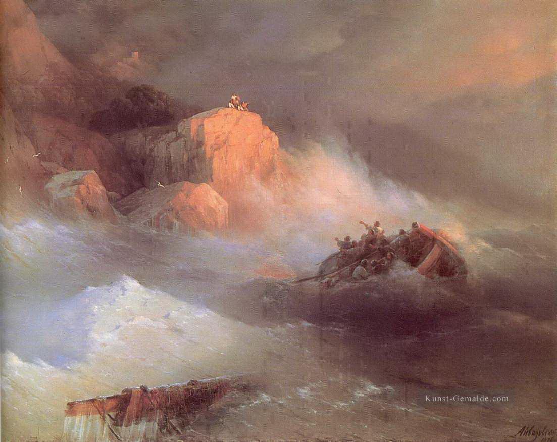 das gesunkene Schiff 1876 Verspielt Ivan Aiwasowski russisch Ölgemälde